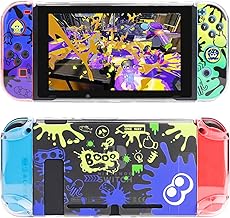 Case for Nintendo Switch, Case Cover for Splatoon 3 Compatible for Switch Console and Joy Con Controller, Dockable Hard PC Shell with 2 Thumb Caps, Game Accessories for Splatoon 3