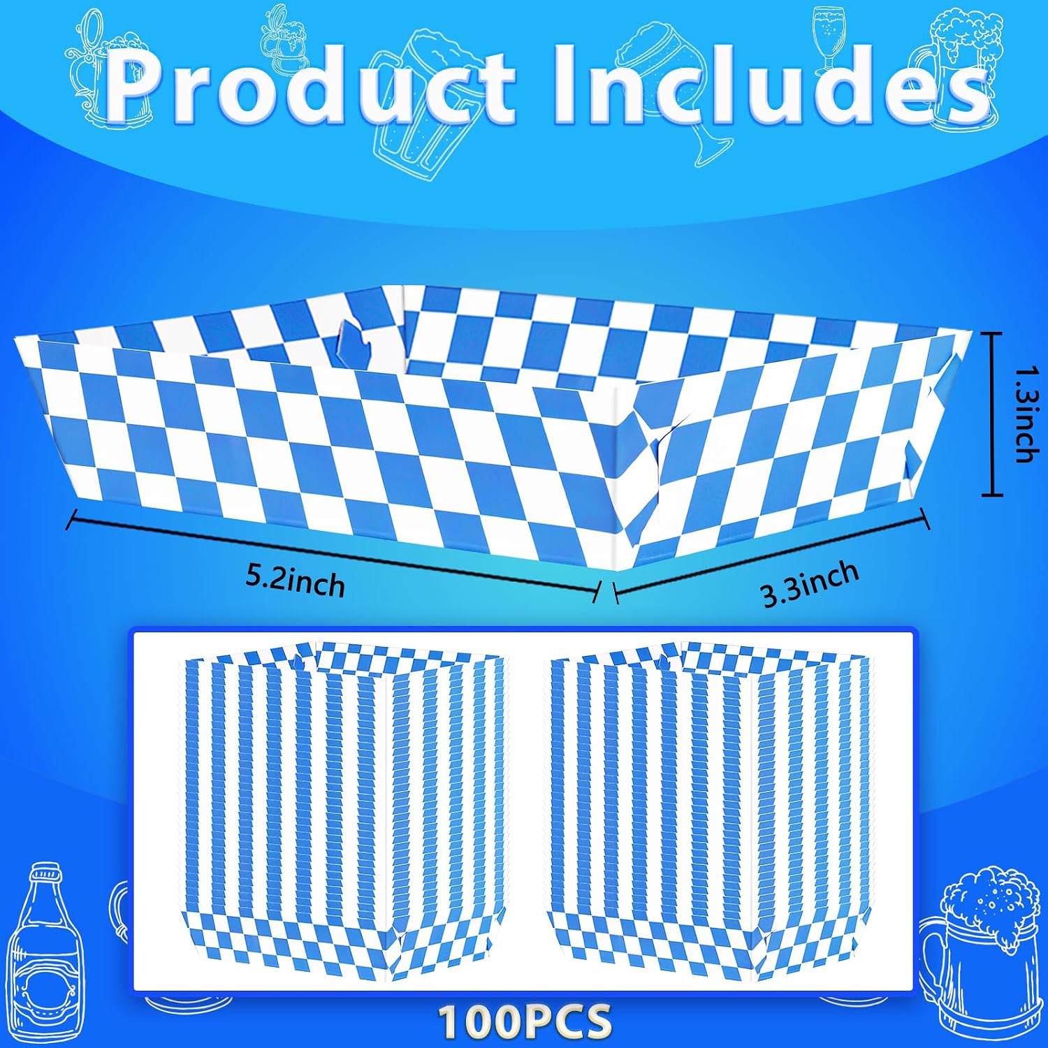 Geefuun 100Packs Oktoberfest Paper Food Trays Decorations Disposable Serving Plates German Octoberfest Birthday Party Supplies Bulk