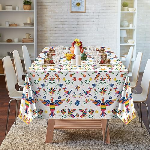 Vista 4 de Frienda Mantel del Día de los Muertos, 3 unidades, manteles mexicanos para decoración de mesa de 54 x 108 pulgadas, suministros para fiesta