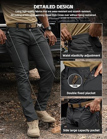 Men's Tactical Pants Flex Ripstop Cargo Trousers for Outdoor Hiking Work Casual Pants Large Capacity Clothing