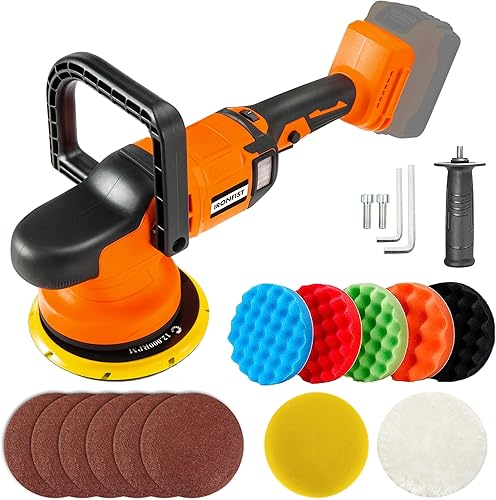 IRONFIST Pulidora orbital inalámbrica para batería Milwaukee M18, máquina enceradora de pulido de automóvil, disco de trabajo de 6 pulgadas con