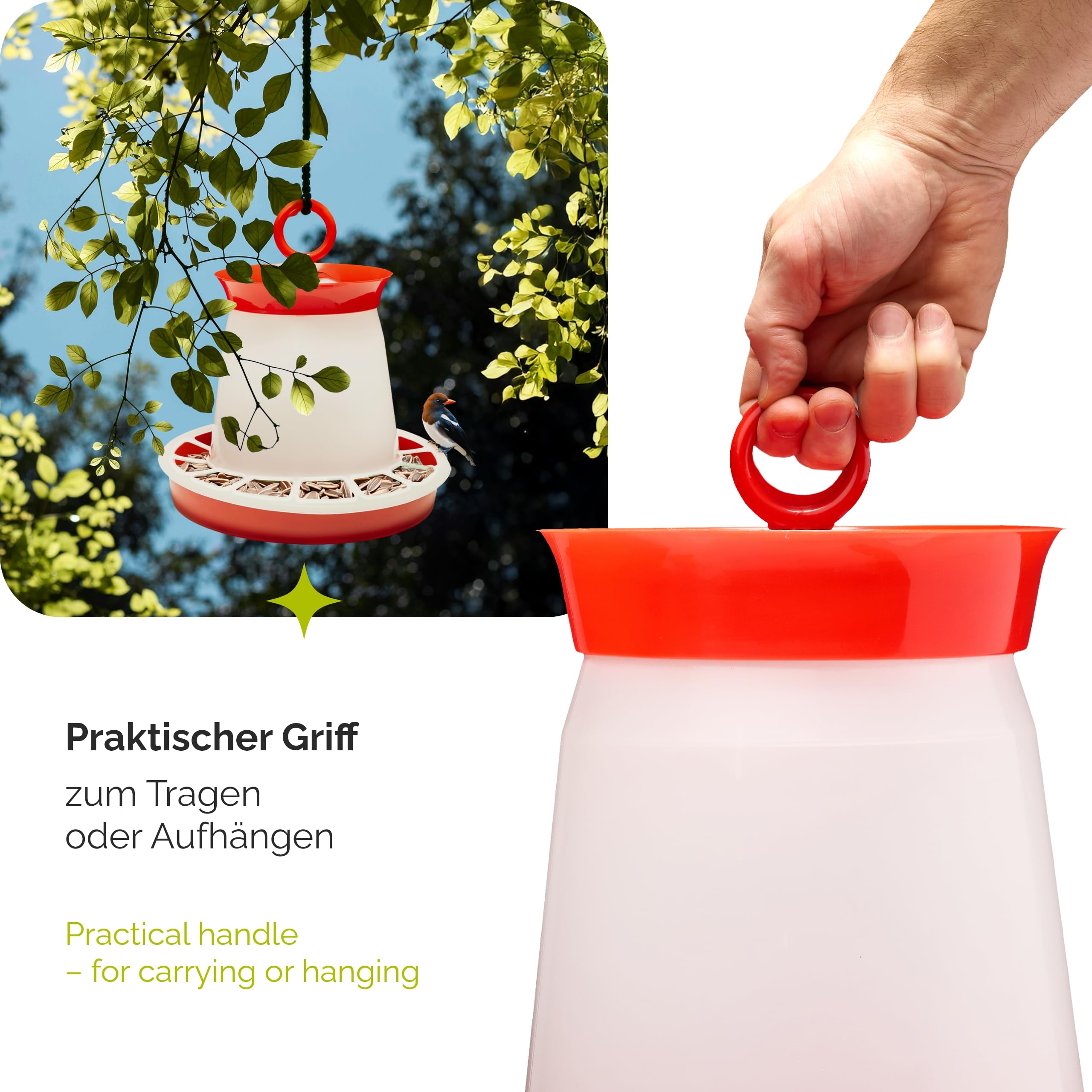 Produktbild von Garronda Hühnerfutterautomat 3 Kg – BPA-frei, Mit Tragegriff, Für Hühner, Küken & Wachteln