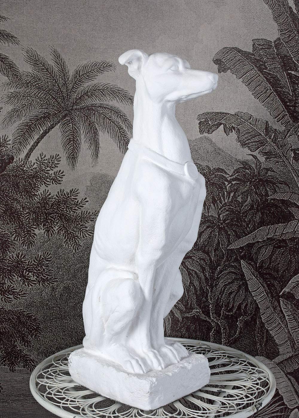 Windhund Skulptur Weiss Hundefigur Hauseingang Hund Statue Antik Hundeskulptur yac046 Palazzo Exklusiv