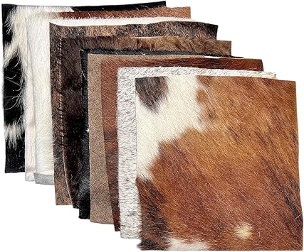 rodeo Genuine Cowhide Leather Scraps 10-Piece Assorted for Leather Crafting, Cow Hide Remnants, Pieces for DIY Projects & Repair