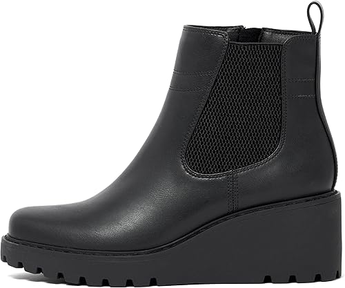 Miniatura 6 de vodvob Botas de tobillo para mujer, botines de tacón de cuña elásticos con plataforma Chelsea sin cordones y suela de lengüeta