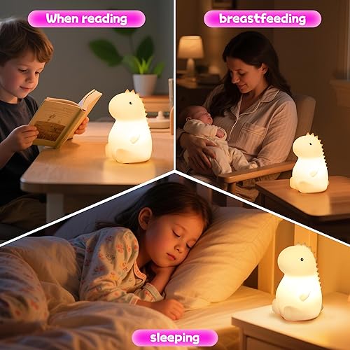 Miniatura 6 de Luz nocturna para niños, luz nocturna LED de silicona regulable recargable con 7 colores, lámpara de noche para guardería de bebé, lámpara táctil