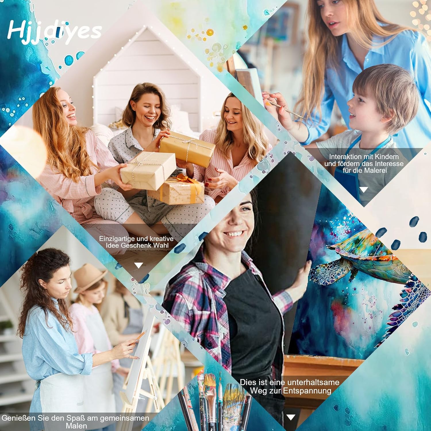 Hjjdiyes Painting Ach Numbers Adults Animals Sea Turtle - Paint by Numbers Kits Beginners - Wrinkle-Free Canvas, Brushes and Acrylic Paint - DIY Hand Painted Oil Painting Kit as a Gift 40 x 50 cm