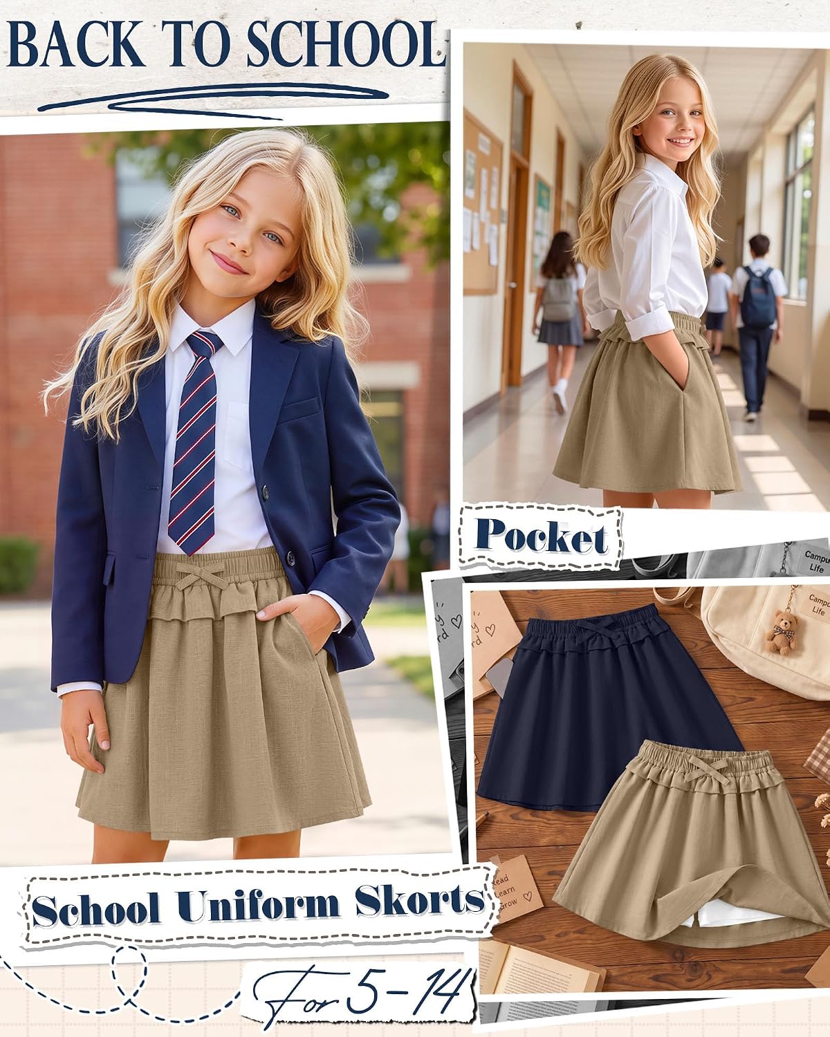 2 Pack Girls' School Uniform Skirts 5-14Y