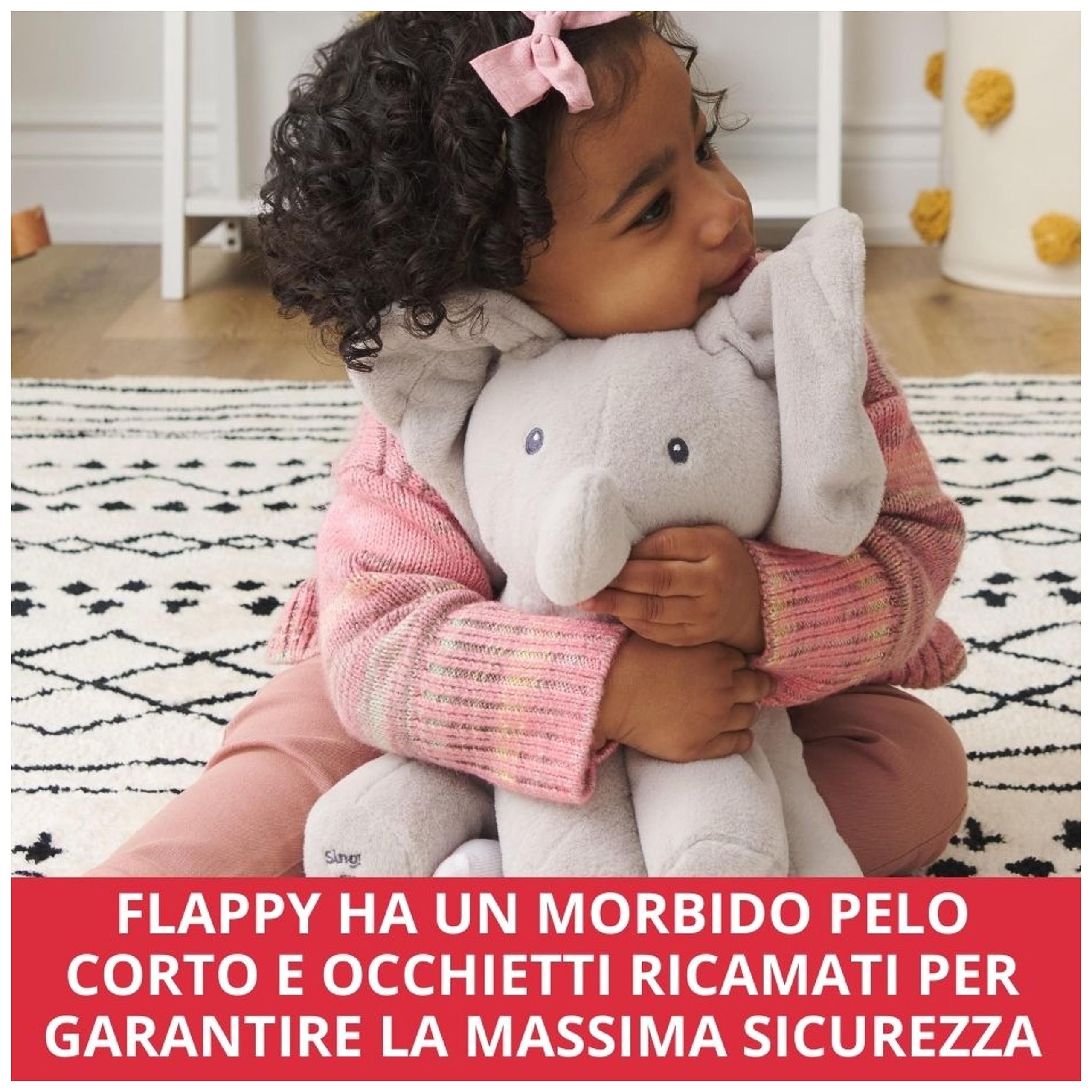GUND Flappy Elefantino Peluche Interattivo | Canta e parla in Italiano | Muove le orecchie | Peluche di 30.5 cm | Peluche per bambini da 10 Mesi