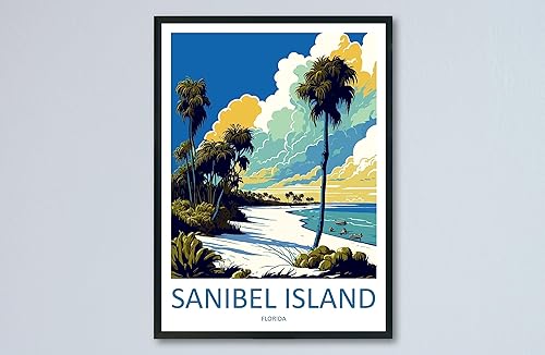 Isla de Sanibel - Arte de pared para colgar en la pared de la isla de Sanibel, decoración del hogar, isla de Sanibel, amantes del arte de Florida,