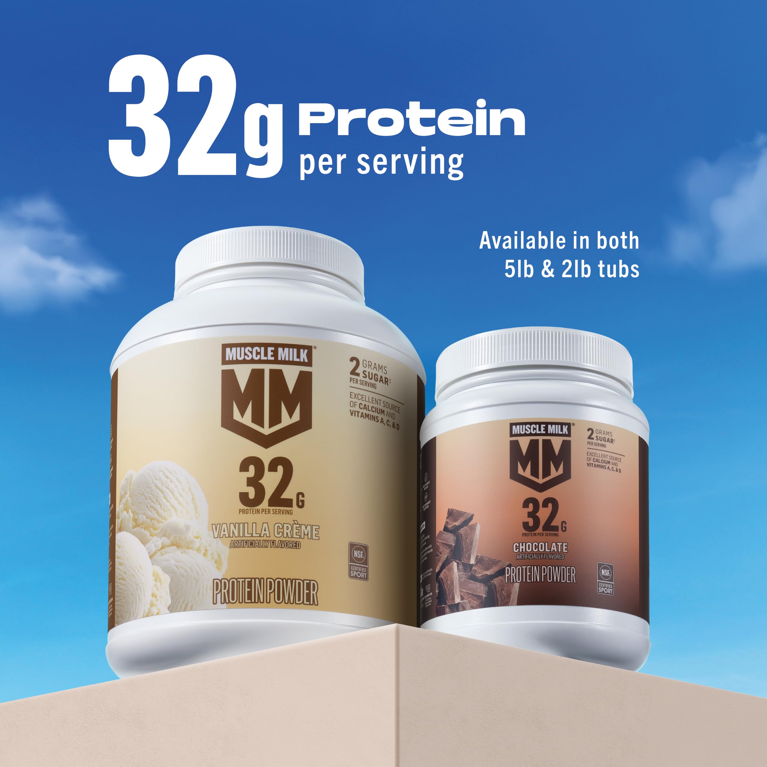 Muscle Milk Genuine Protein Powder, Vanilla Crème, 1.93 Pounds, 12 Servings, 32g Protein, 2g Sugar, Calcium, Vitamins A, C & D, NSF Certified for Sport, Energizing Snack, Packaging May Vary — Amazon image 5
