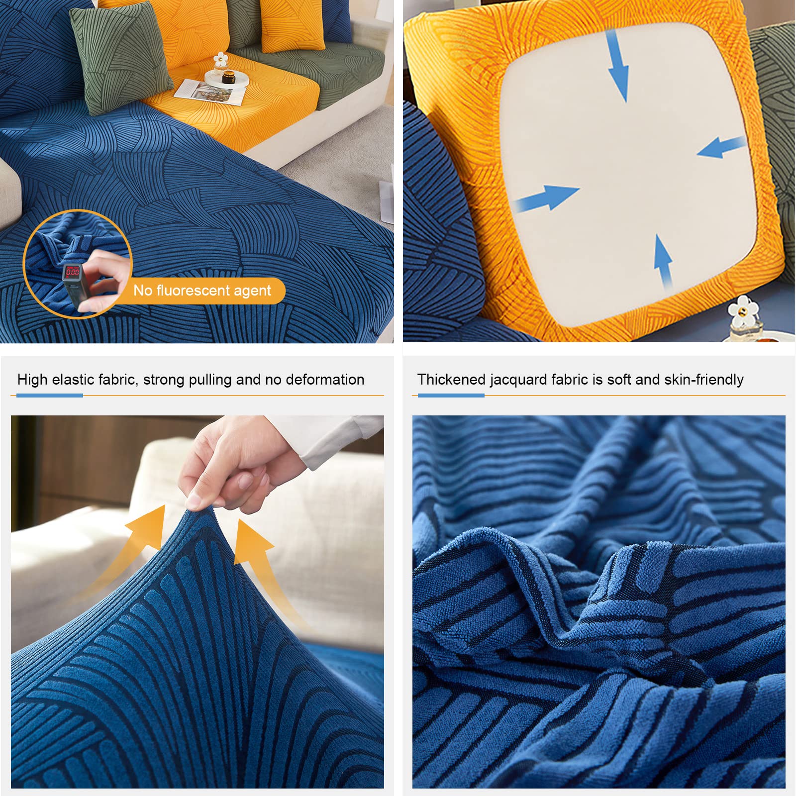 Stretch Sofa Hoes, 1-delige Jacquard Sofa Cover 1/2/3/4 Zits Antislip Universele Meubelbeschermer Bank Cover Met Elastische Bodem (Wit 1-zits (31