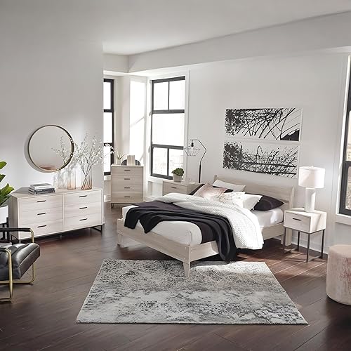 Miniatura 9 de Signature Design by Ashley Mesita de noche Socalle con 1 cajón, color beige natural