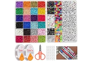 Lok Beading 3800Pcs 4mm Glass Seed Beads 1200Pcs Letter Beads