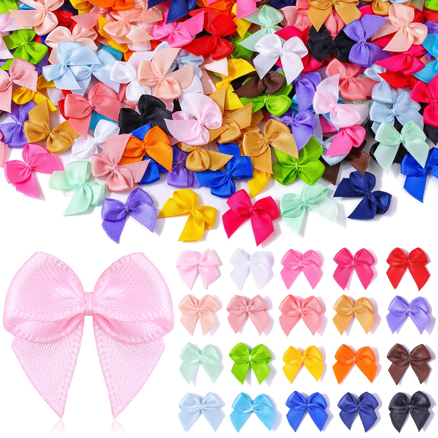 Photo 1 of 220PCS Tinkrstuff Colorful Mini Bows for Crafts, 1" Fabric Small Bows for Decoration,Satin Ribbon Tiny Bow for Clothes Ornament, Cute Christmas Tree Bows &Thanksgiving Gifts Party Cake Balloon Decor