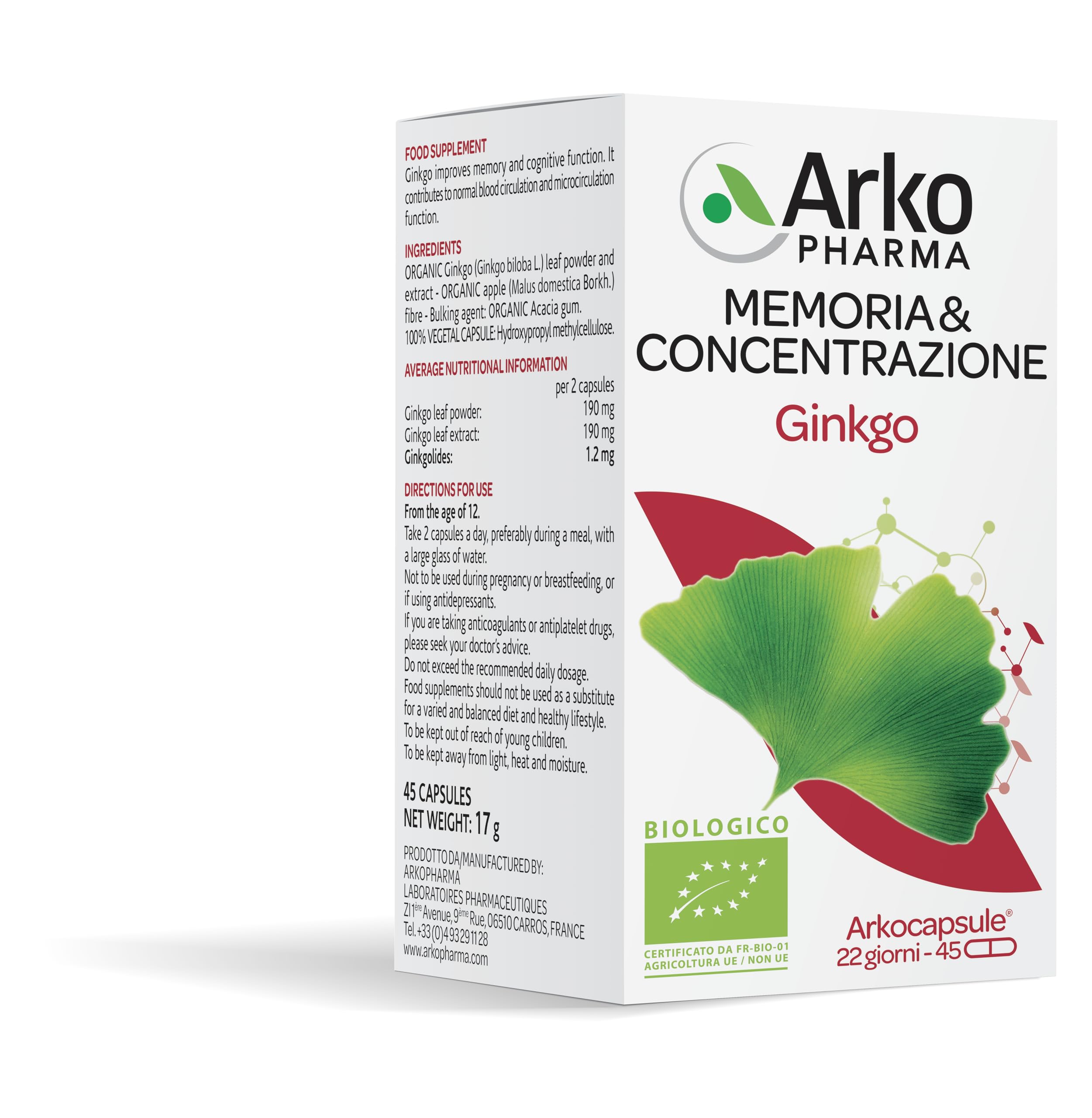 Arkocps Ginkgo Bio 45cps, 1 unità, 1