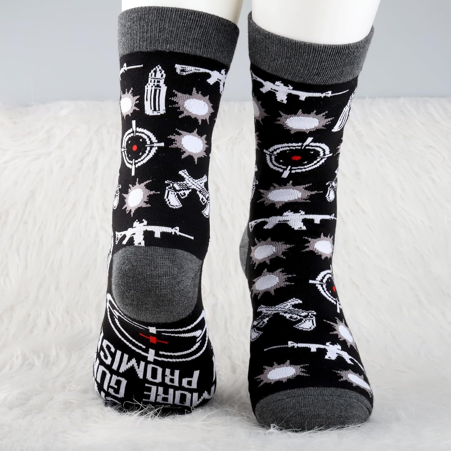 MBMSO Gun Lovers 2 Pairs Just One More Gun I Promise Socks USA Loyal Funny Man Graphic Gift for Dad Husband (US, Numeric, 10.5, 11, Regular, Gun Socks) - Image 5