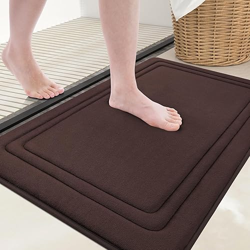 Grandaily Alfombra de baño de espuma viscoelástica de 30 x 20 pulgadas, ultrasuave, antideslizante y absorbente, lavable a máquina, cómoda alfombra