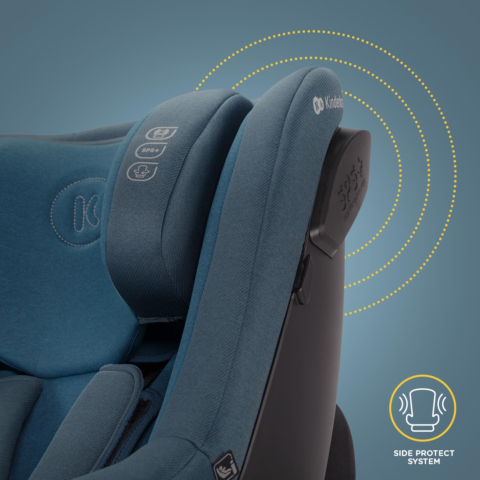 Kinderkraft I-GUARD i-size 40-105 cm Kindersitz mit Isofix base und Stützfuß, speziellen Sicherheitssystemen, Reboarder 360 grad drehbar, Reclining, Kopfstütze mit einer Hand einstellen, Grau