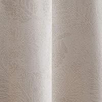 Vista 4 de Warm Home Designs Panel de cortina opaca para puerta de patio extra ancho de 102 x 96 pulgadas, color beige con patrón de hojas en relieve 3D. Ideal