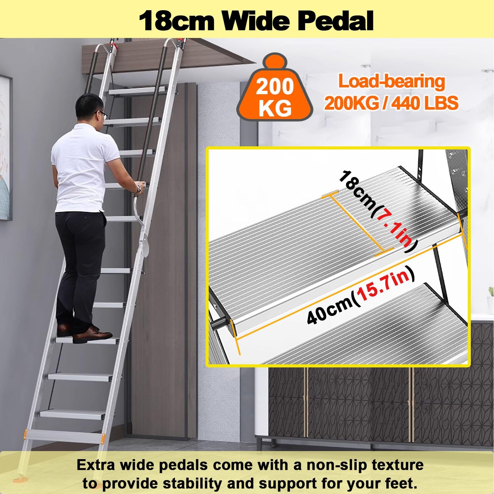 Escalera de seguridad antideslizante para litera con pasamanos, solución de escape compacta para pozo de ventana, sótano, ático y escalada