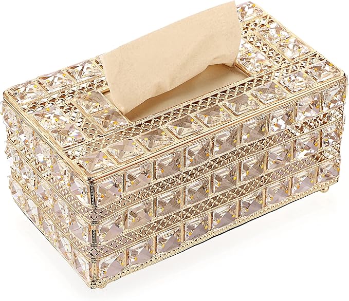 Sumnacon Crystal Rectangular Tissue Box Cover Decorative