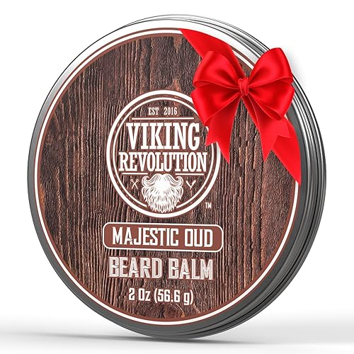 Vista 54 de Viking Revolution Bálsamo para barba de ron de bahía, mantequilla de barba con aceite de argán y aceite de jojoba, suavizante, hidratante y cera
