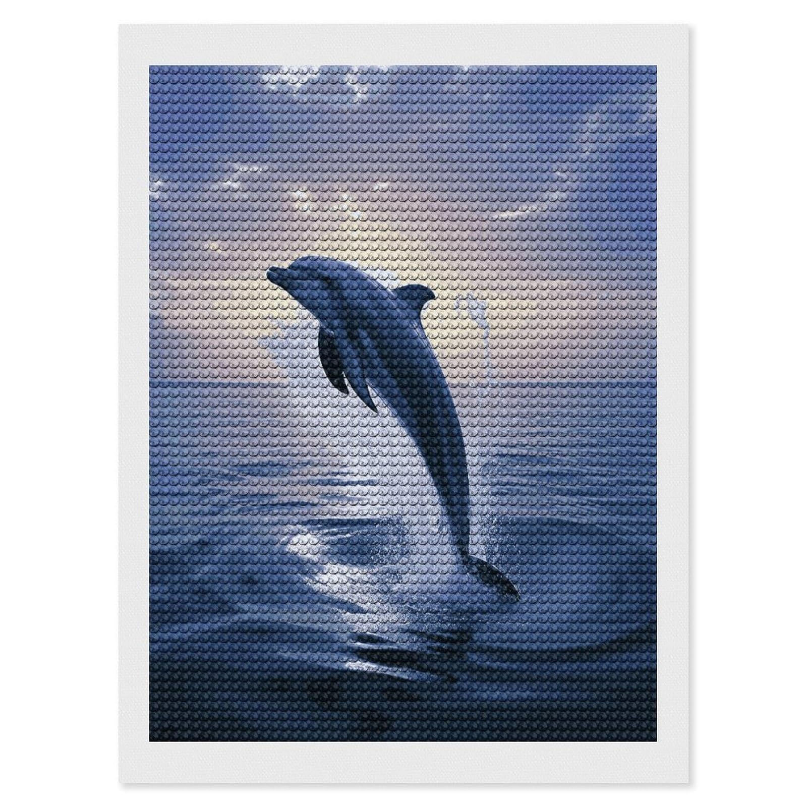 JTREHY Elegant Dolphin Diamond Art Kits Personalized DIY Round Diamond Painting Kits for Beginner Full Drill Diamonds Dots Paintings for Adults Gem Art Crafts Home Decor