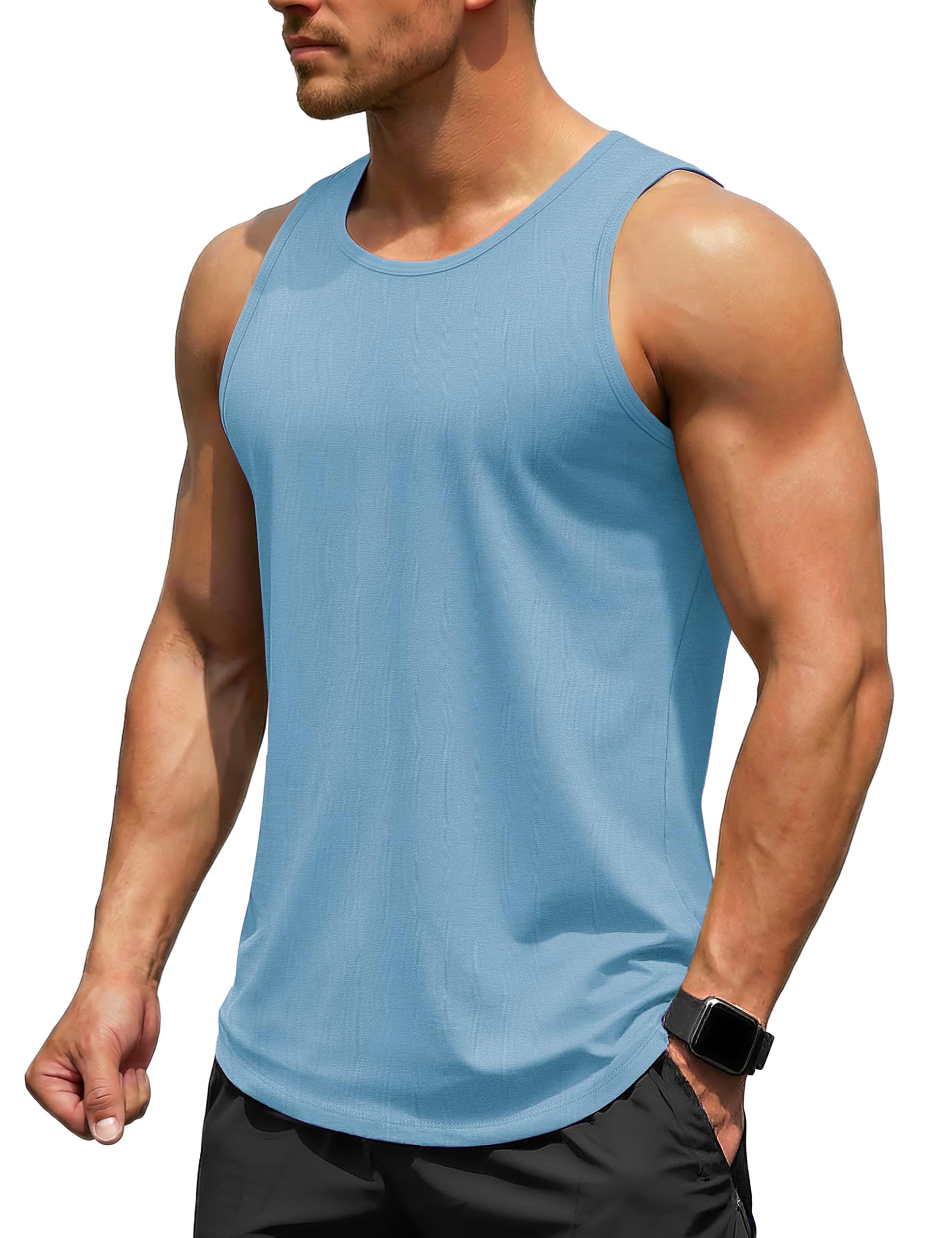 TACVASEN Tanktop Herren Trägershirt UV Schutz Ärmelloses Baumwolle Shirt Gym Fitness Achselshirts Sport Outdoor Sommer