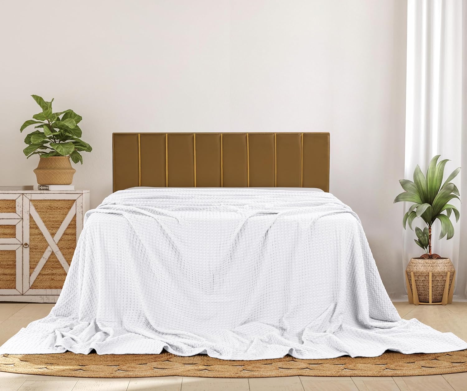 Utopia Bedding White 100% Cotton Waffle Blanket 300 GSM [Big - 120x120 Inch] Soft Lightweight Breathable Bed Blanket for All Season - Image 8