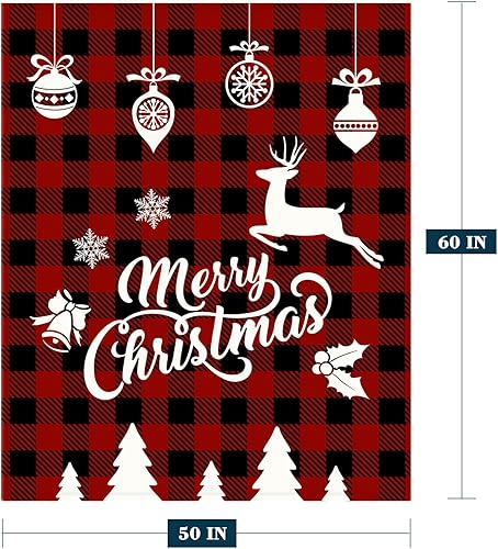 Miniatura 2 de Neatee Living Manta decorativa de Navidad a cuadros rojos, manta de Navidad de invierno para sofá, cama, manta suave y ligera de felpa de forro