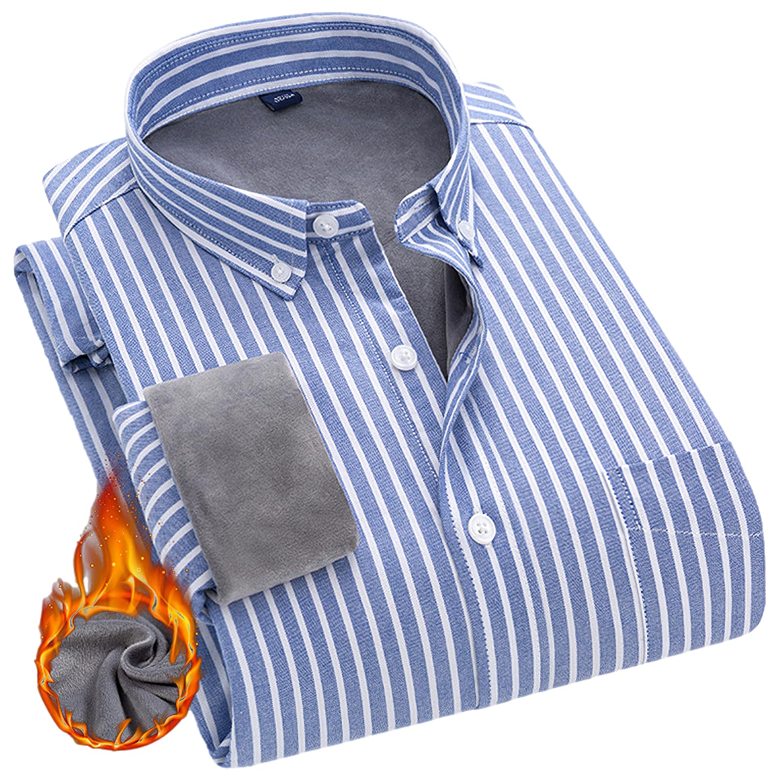Hombre Camisas de Algodón Manga Larga Botones Franela Casual Negocio Blusa