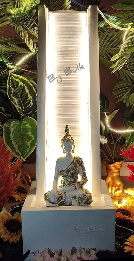 Big Bulk Fiberglass Lord Buddha White Big Fountain For Living Room Home Decor Garden Decoration And Drawing Room (70 Cm X 40 Cm X 30 Cm)