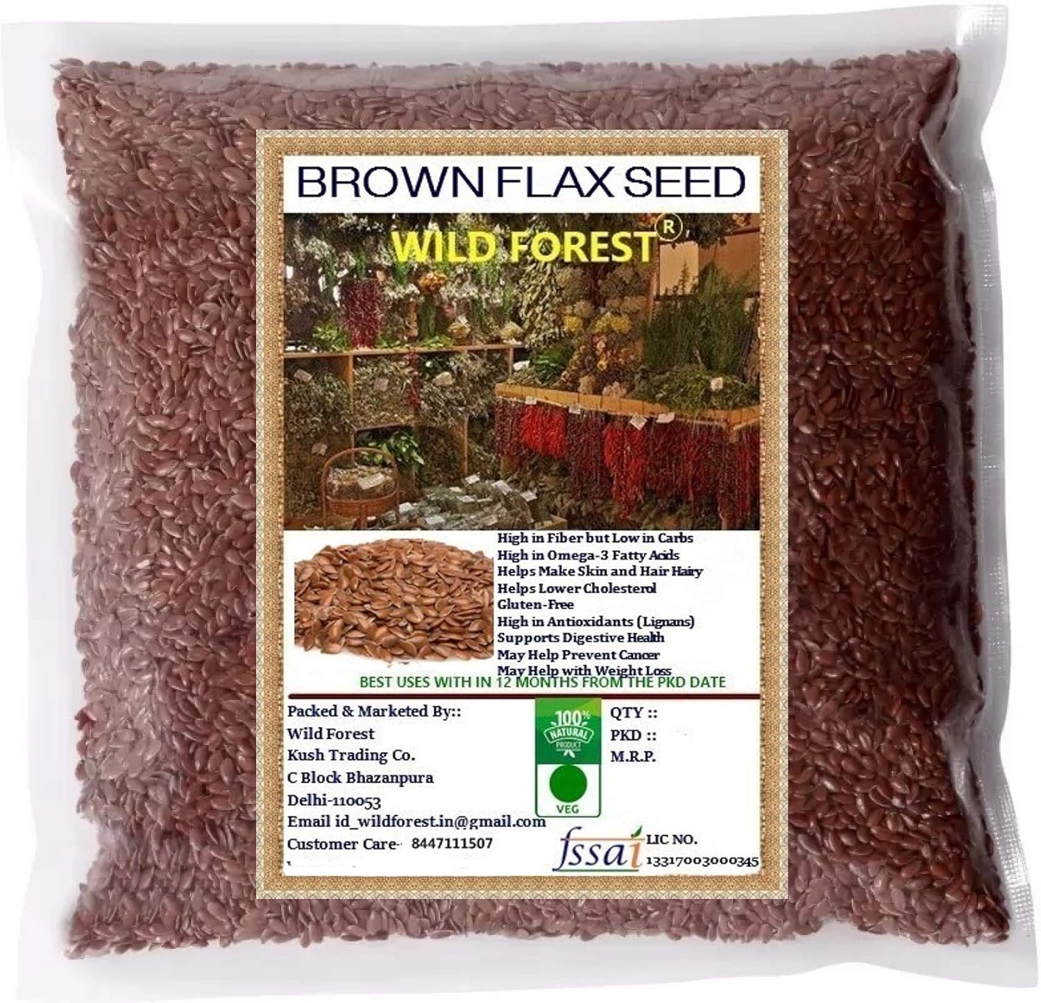 Wild Forest Raw Flax Seeds for Weight Loss 900gm Omega 3 Rich Flax