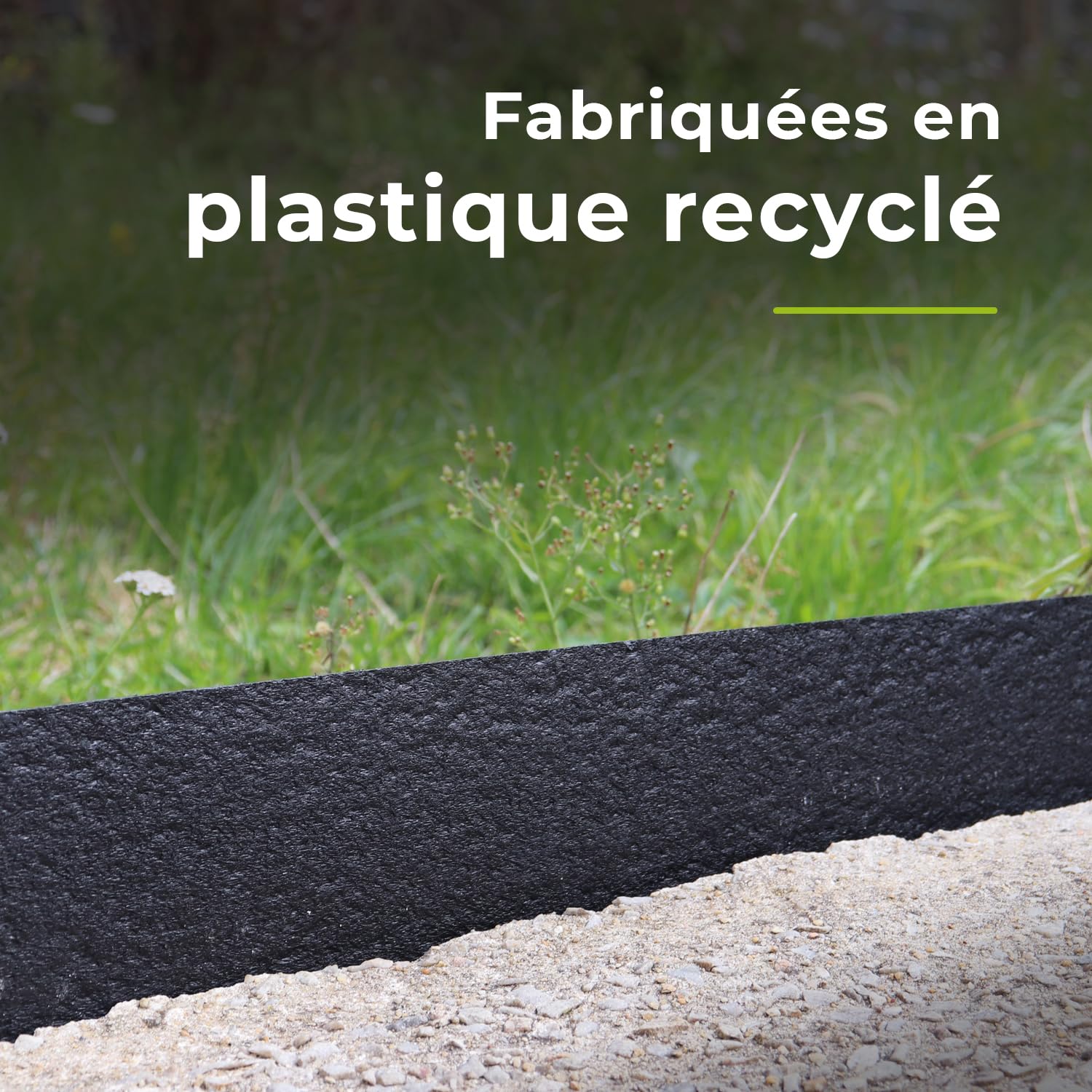 Jardiprotec Bordure, Bordure de Jardin Flexible en Plastique recyclé, Noir, 20cm x 10m