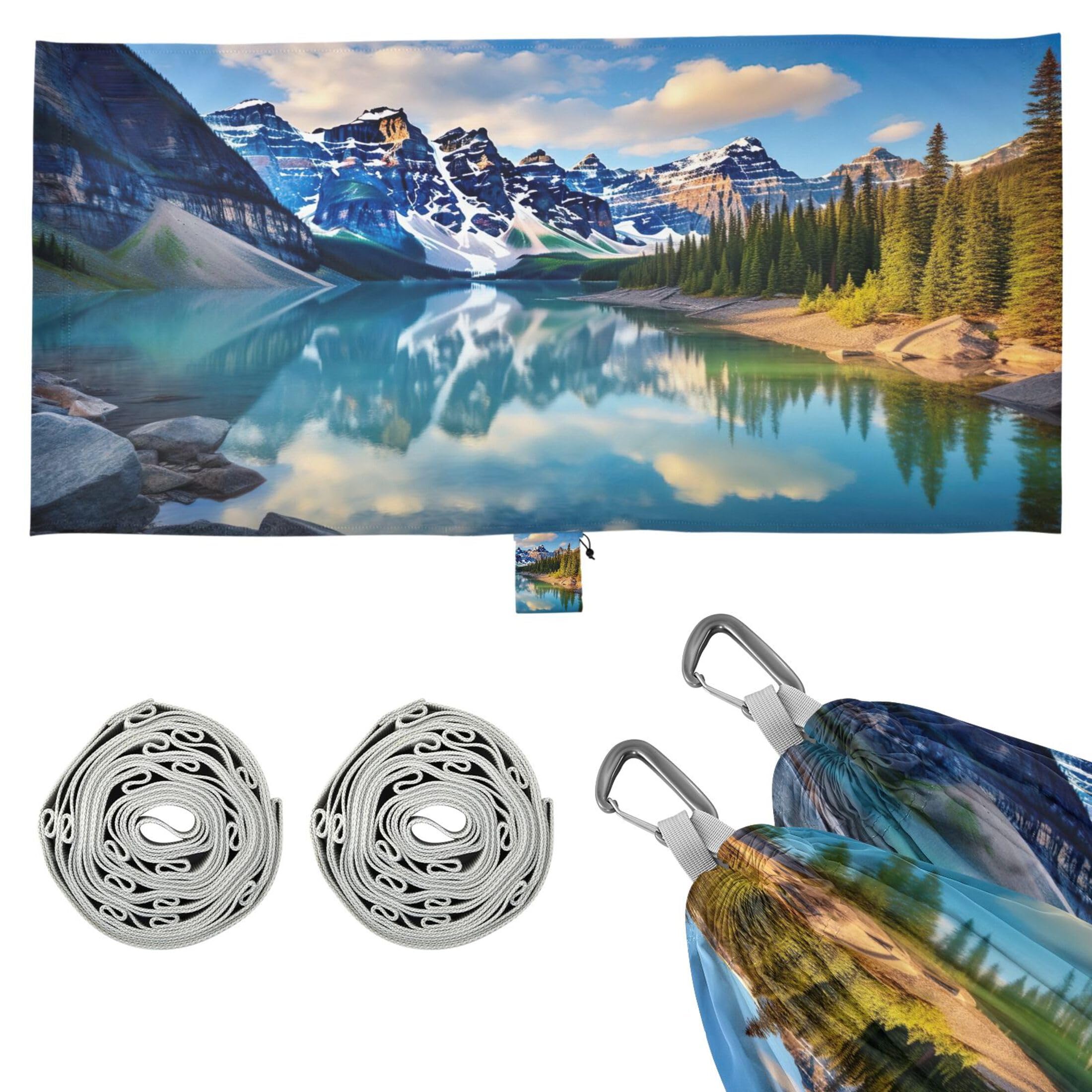 Takiito Natural Landcape Hammock 330 lb Capacity Travel Camping Hammock with Tree Straps, Portable Lightweight for Outdoor Beach Backpacking Backyard Patio