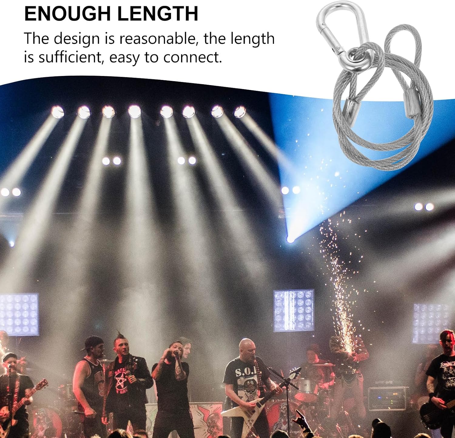 10pcs 5mm X 1000mm Heavy Duty Stage Light Safety Ropes, Load Capacity 80kg, Protective Cable for Moving Head Lighting, Stage Light Accessories