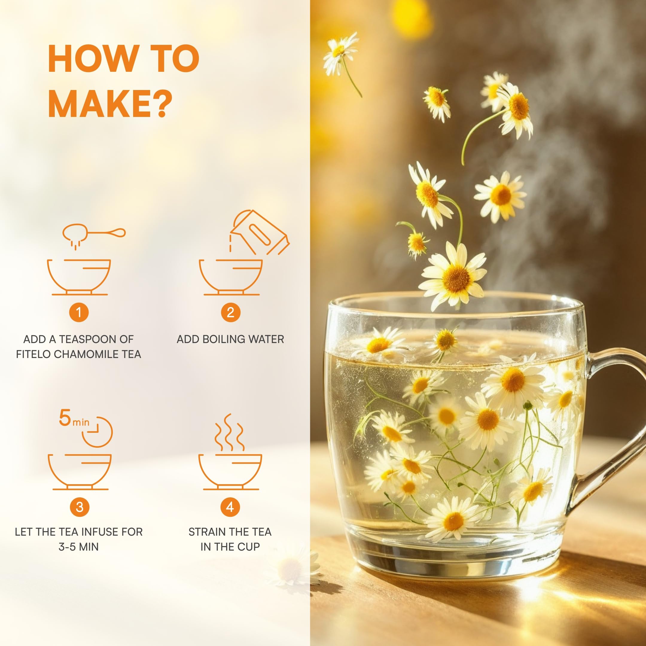 Fitelo Chamomile Deep Sleep Tea | 50 gm | Stress Relief & Relaxation | Premium Chamomile, Hibiscus & Lavender Blend | Caffeine-Free Herbal Tea - Image 5 thumbnail