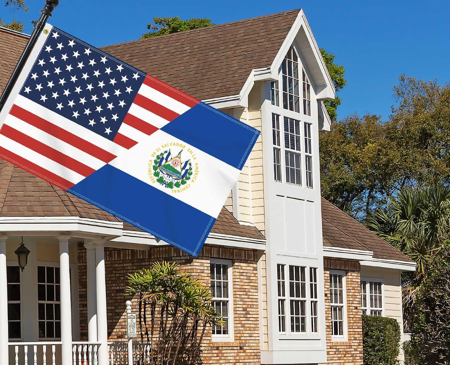 3×5 FT USA Salvador Friendship Flag, Large 150D America Salvadorian Outdoor Banner,Double Side Printing American Decor For Patio Garden With Brass Gromment - Image 5