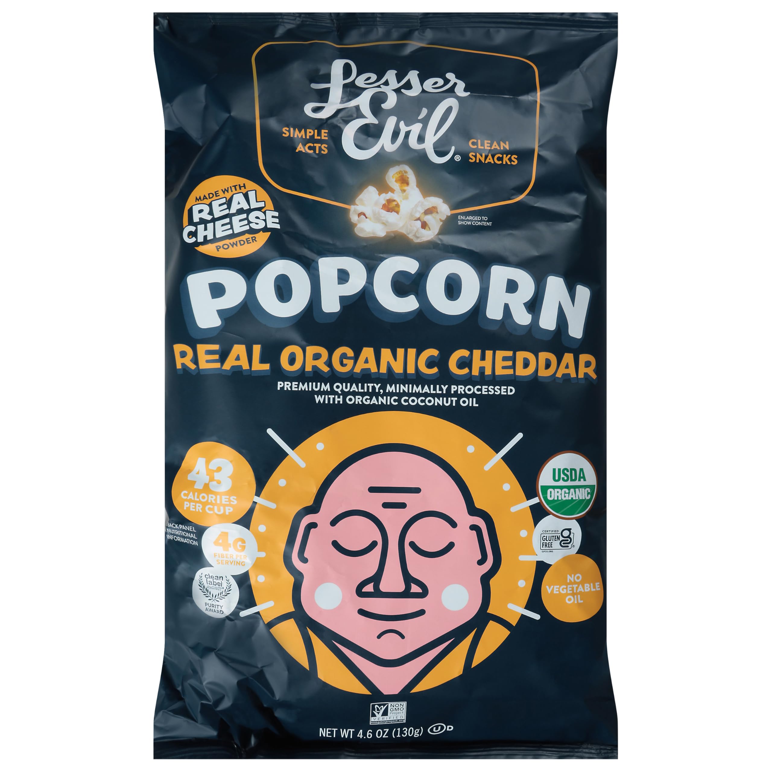 Lesserevil Organic Real Cheddar Popcorn, 4.6 OZ
