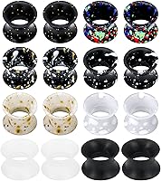 Goerhsjie Silicone Ear Gauges Tunnels Plugs Kit 16pcs Black/Clear 4mm-20mm 6G-7/8in Stretchers for Women Men