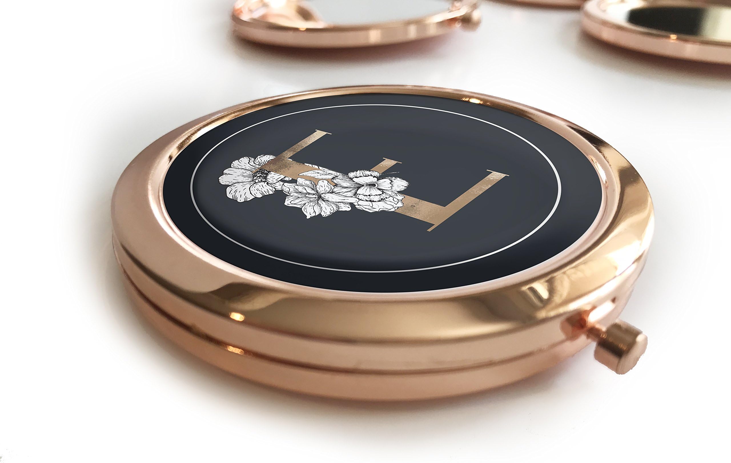 Rose Gold Compact Mirrors Set Bridesmaid Gift Bridal Shower Party Favor Bridesmaid Proposal Maid of Honor Gift Bridesmaid Monogram Personalized (Rose Gold)