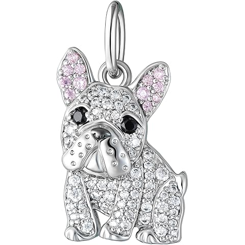 925 Sterling Silver Rhodium, Gunmetal or 18K Yellow Plated Dog Breed Charms - Cubic...