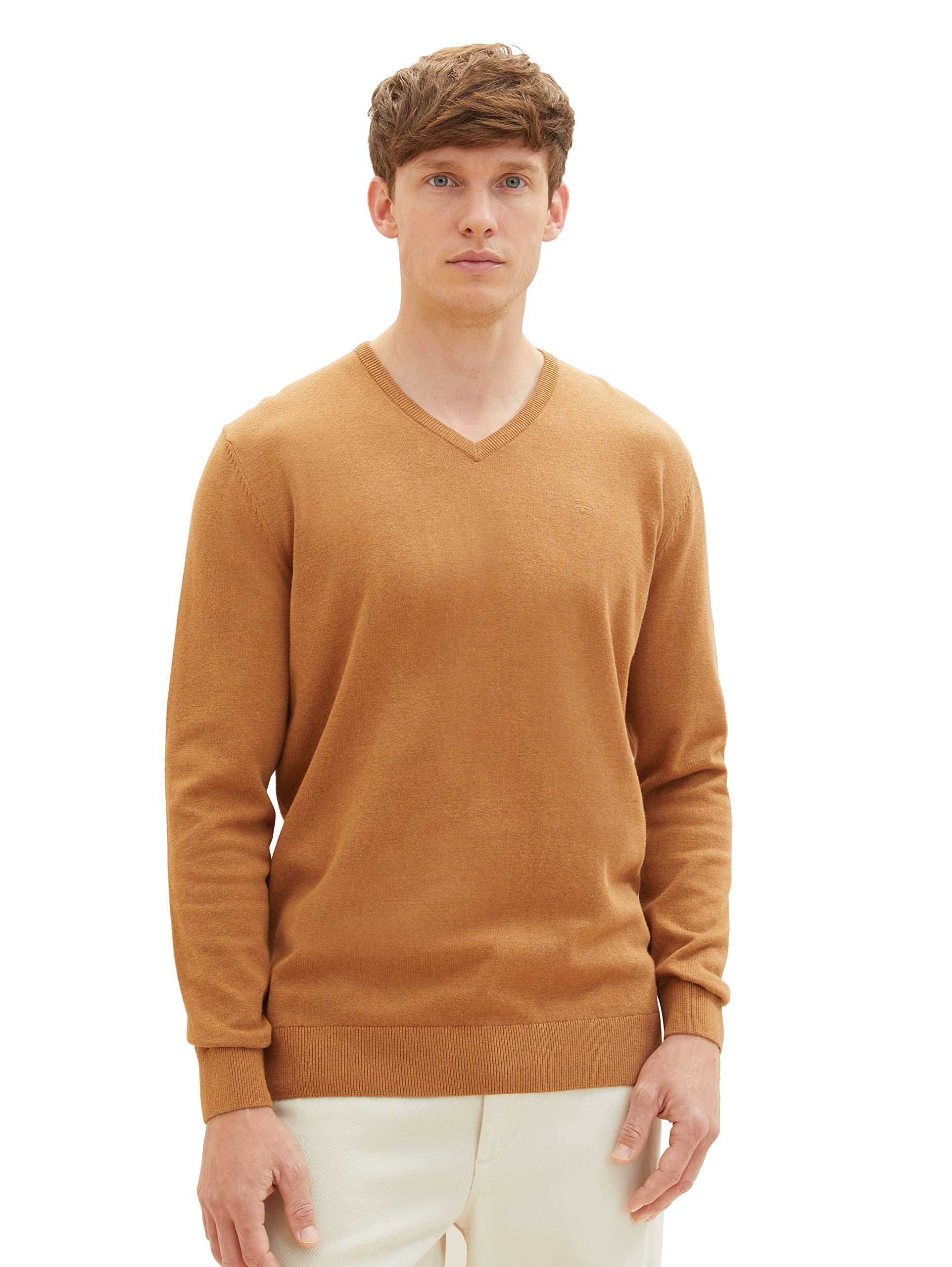 TOM TAILOR Jersey Básico de Punto con Escote de Pico Suéter para Hombre