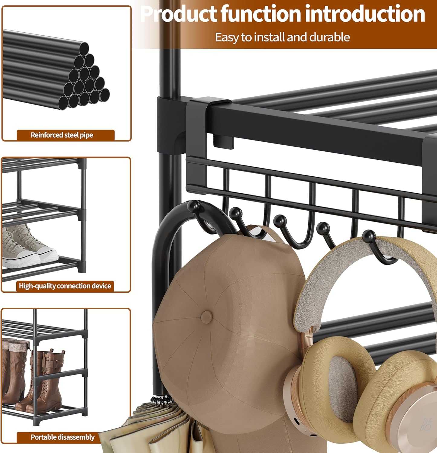 Shoe Rack - 4-Tier Shoe Organizer with Adjustable Shelf Height, Sturdy Shoe Storage Shelf, Perfect for Front Door Entrance, Closet & Entryway, Easy to Assemble, DIY Layering Options (M - 4 Tier)