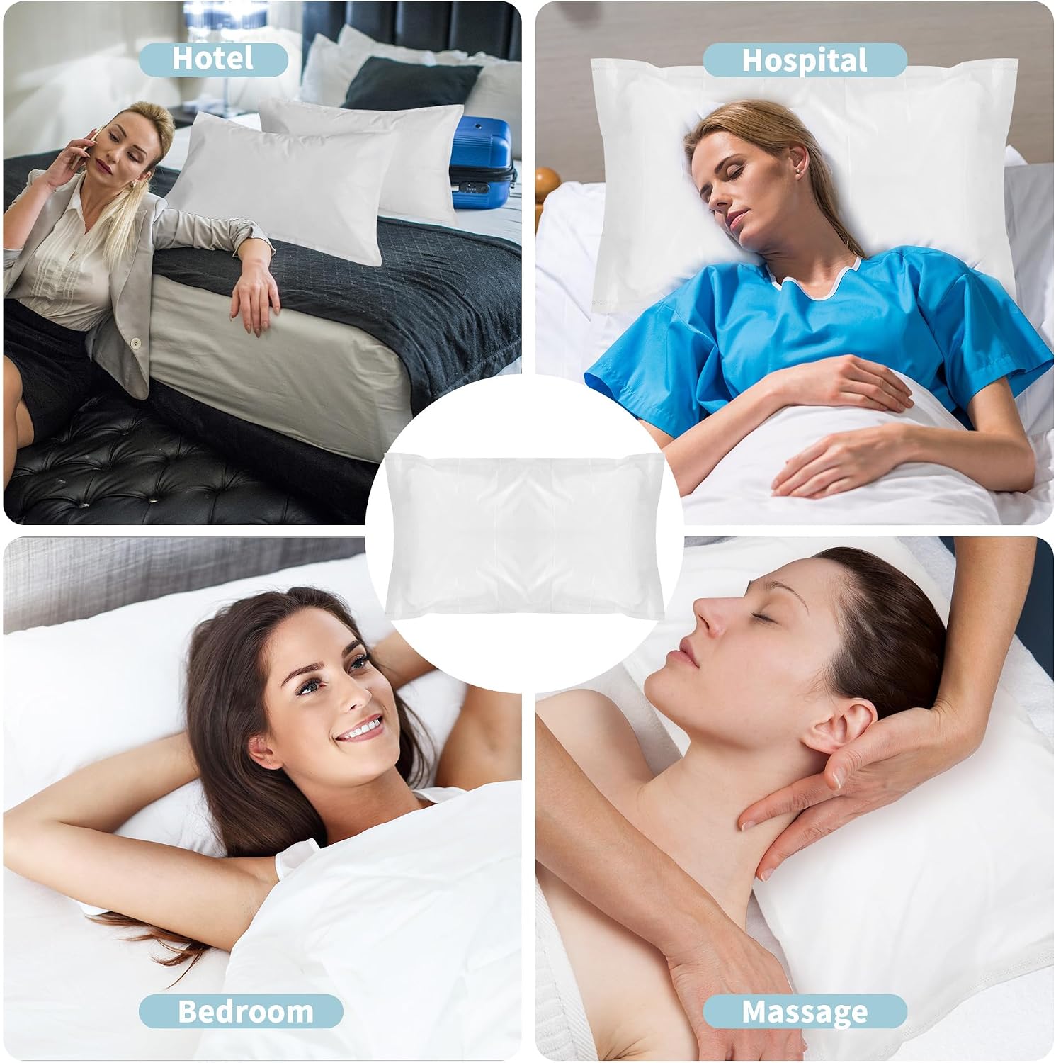 100 Pcs Disposable Pillow Case Covers,31 x 20 Inch | Non Woven,White Pillow Case Bulk for Travel,Medical,Hospital,Hotel,Home