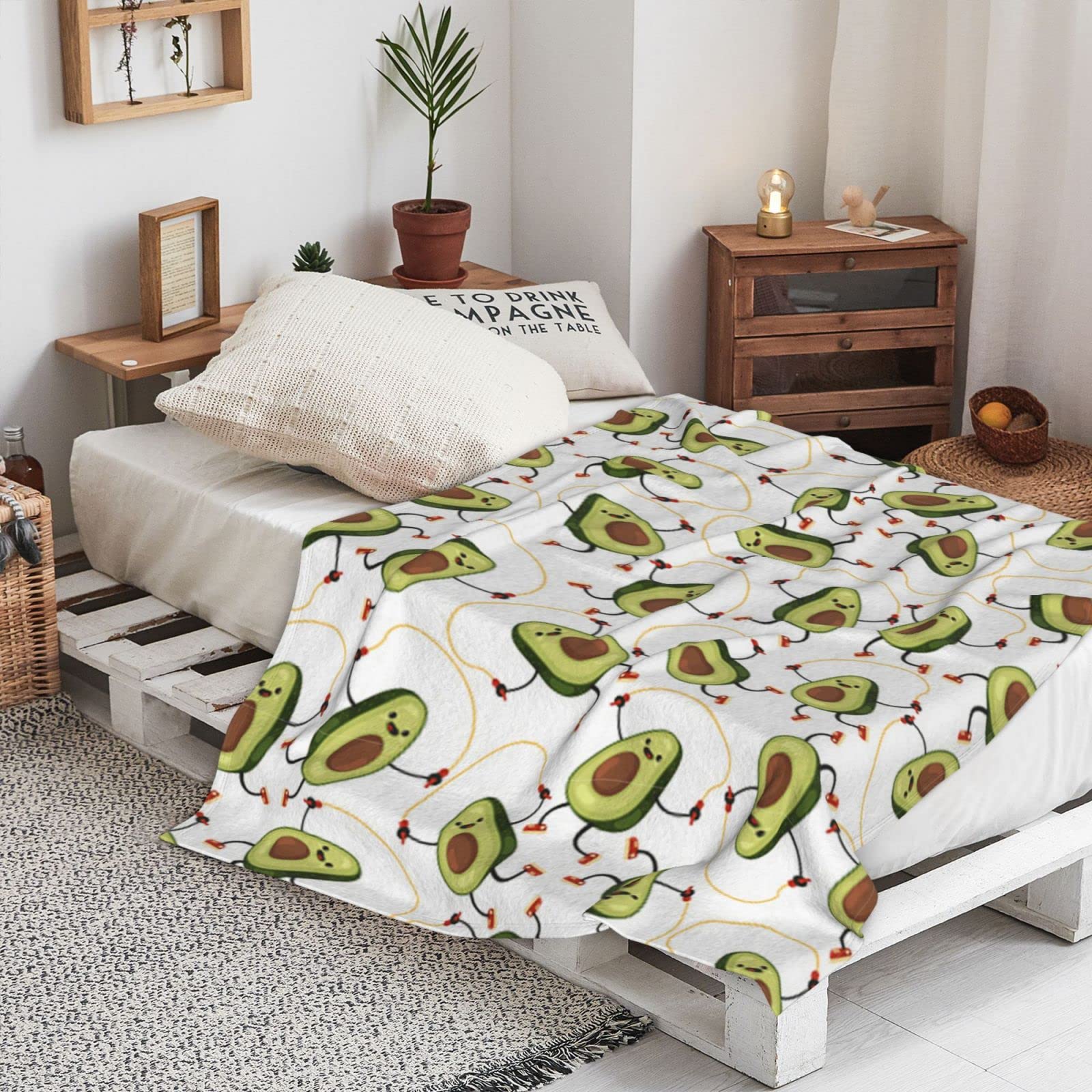 OdDdot Divertente coperta in flanella super morbida e accogliente con stampa di avocado, per divano, letto, divano, lussuosa, calda e accogliente, per tutte le stagioni