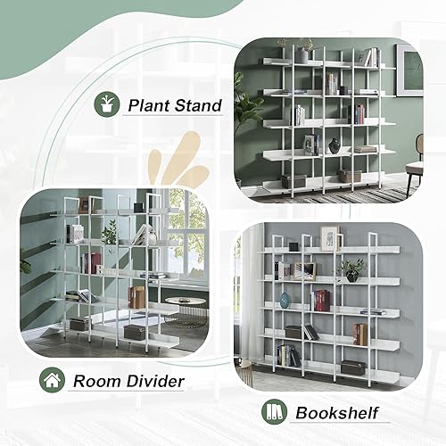 Miniatura 5 de P PURLOVE Estantería de 5 niveles, estantería industrial con tablero antiguo extra ancho, estante alto de almacenamiento para sala de estar, hogar,