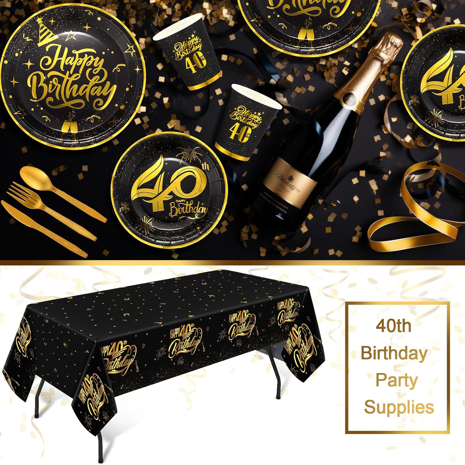 Yaomiao 146 Pcs 40th Birthday Plates and Napkins Party Supplies 40th Theme Birthday Tableware Vintage 1985 Party Supplies Men, Paper Cup, Plates Set for 24 Guests
