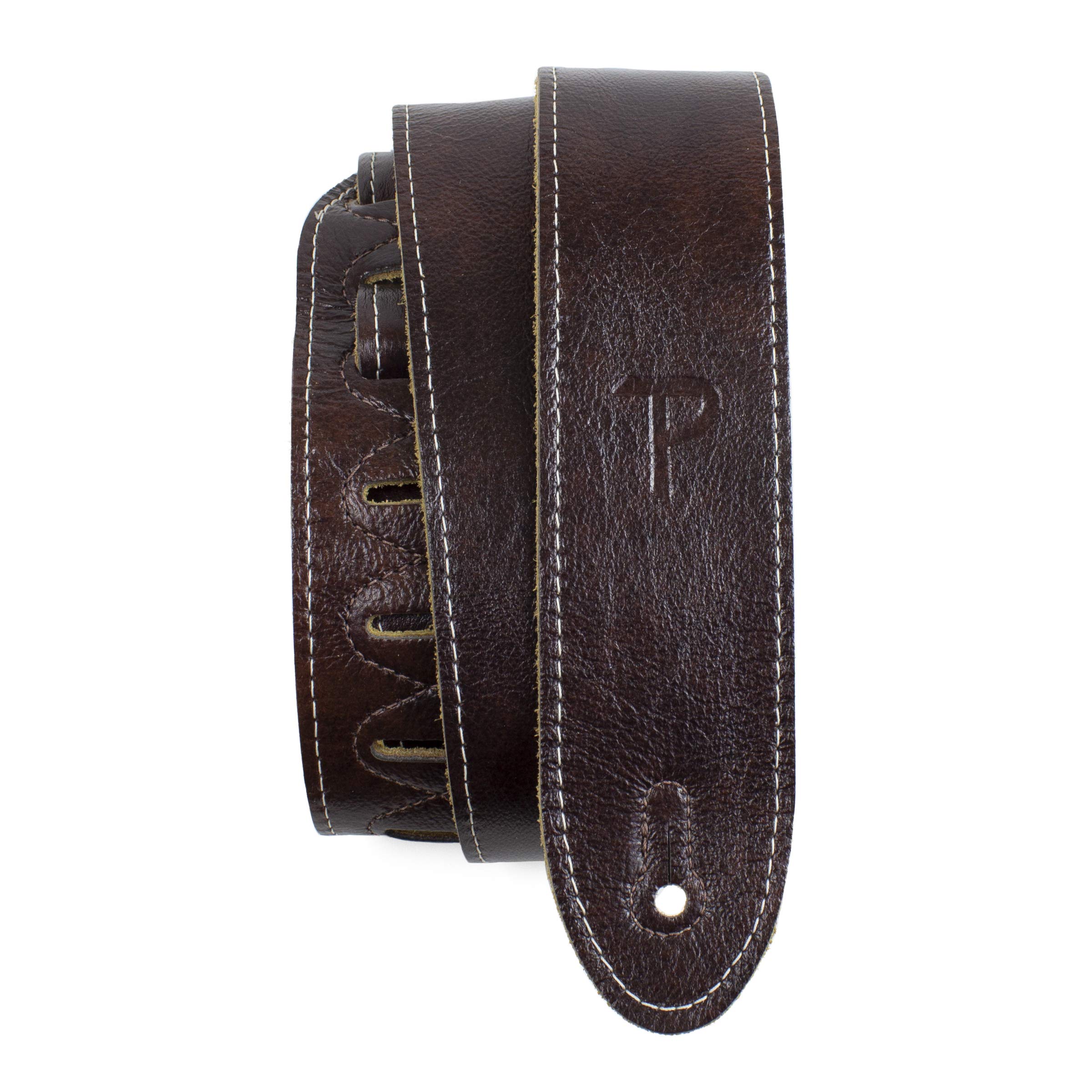 Perri's Leathers Ltd. - Correa de guitarra - Cuero italiano - Caoba - Ajustable - Para guitarras acústicas/bajas/eléctricas - Fabricada en Canadá (BM2-6698)